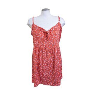 Womens Babydoll Top Plus Size 2X Orange Floral Y2K Style Smocked Back Straps